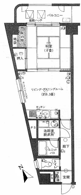 Floor plan. 1DK, Price 4.9 million yen, Occupied area 47.31 sq m , Balcony area 6.33 sq m