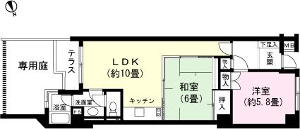 Floor plan. 2LDK, Price 4.98 million yen, Footprint 54.3 sq m