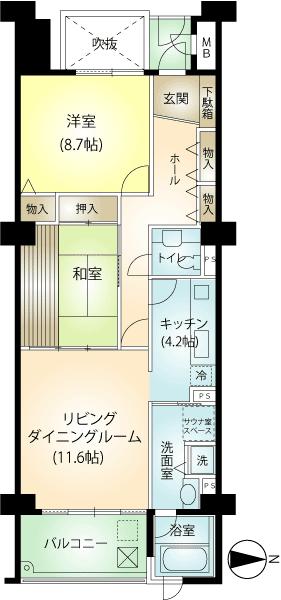 Floor plan. 2LDK, Price 15.8 million yen, Occupied area 83.12 sq m , Balcony area 7.85 sq m floor plan. Wind as well, Entering the eye mountains spreads bright scenery hit the light.