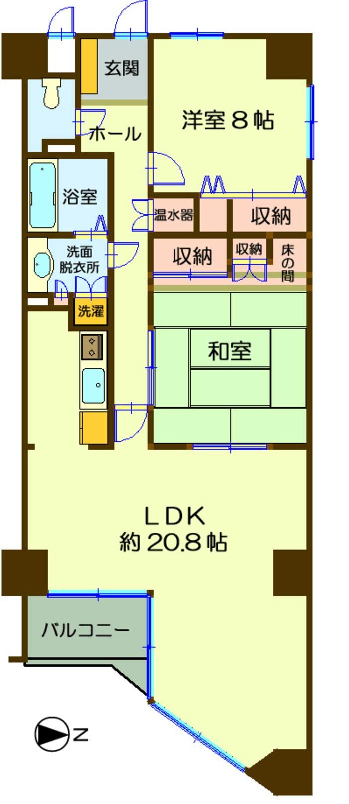 Floor plan. 2LDK, Price 12.8 million yen, Occupied area 94.48 sq m , Balcony area 4.43 sq m