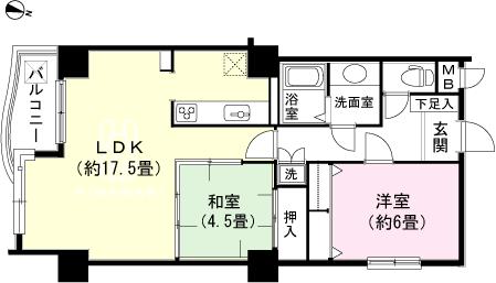 Floor plan. 2LDK, Price 9 million yen, Occupied area 65.08 sq m , Balcony area 3.42 sq m