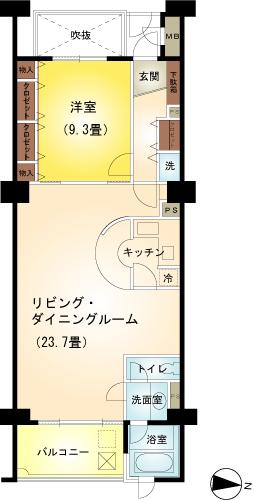 Floor plan. 1LDK, Price 9.9 million yen, Occupied area 83.12 sq m , Balcony area 7.85 sq m