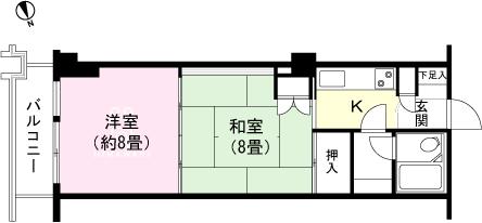 Floor plan. 2K, Price 4.5 million yen, Footprint 40.7 sq m , Balcony area 5.09 sq m