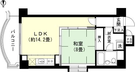 Floor plan. 1LDK, Price 2.5 million yen, Footprint 50 sq m , Balcony area 8.1 sq m