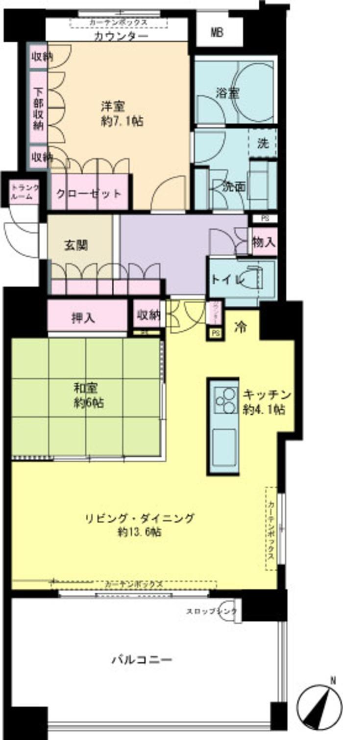 Floor plan. 2LDK, Price 29,800,000 yen, Occupied area 76.07 sq m , Balcony area 18.6 sq m