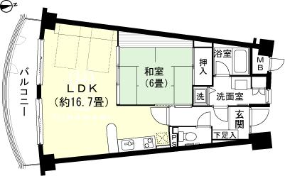 Floor plan. 1LDK + S (storeroom), Price 4.5 million yen, Occupied area 55.44 sq m , Balcony area 9.77 sq m
