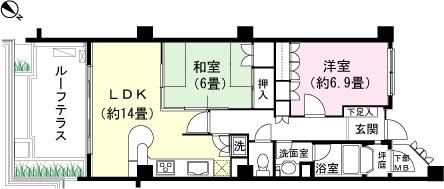 Floor plan. 2LDK, Price 18,800,000 yen, Footprint 65.7 sq m , Balcony area 16.5 sq m floor plan
