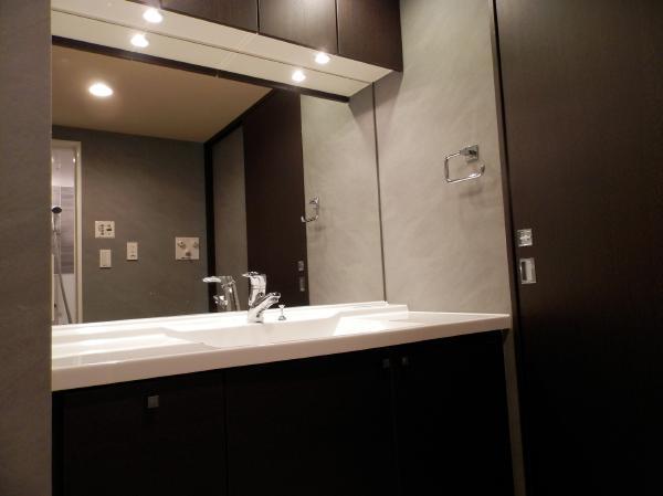 Wash basin, toilet. It is the state of lavatory reminiscent of a hotel. Simple and a black keynote, It is functionally.