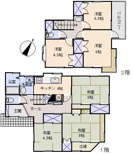 Floor plan. 9.8 million yen, 6K, Land area 109.5 sq m , Building area 95.62 sq m