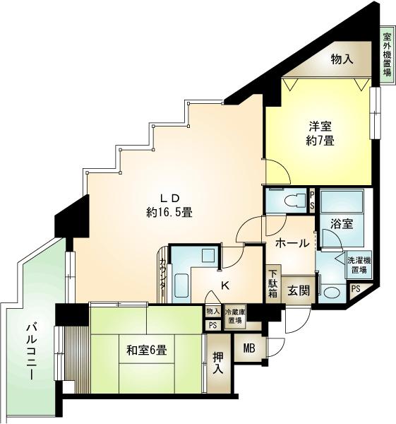Floor plan. 2LDK, Price 9.8 million yen, Occupied area 80.39 sq m , Balcony area 10.15 sq m