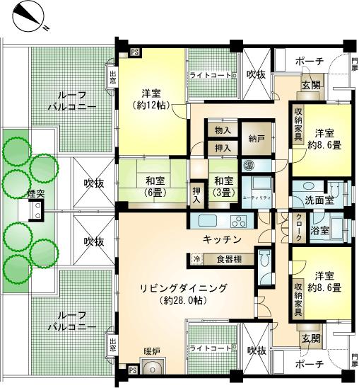 Floor plan. 4LDK + S (storeroom), Price 15.8 million yen, Footprint 186.72 sq m