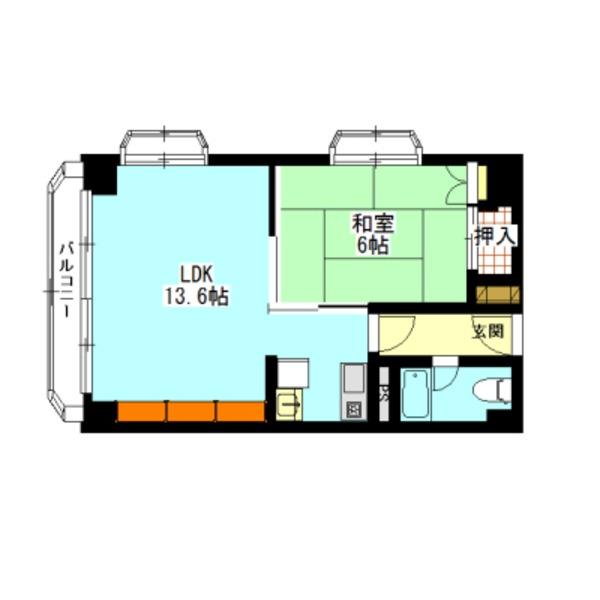 Floor plan. 1LDK, Price 150,000 yen, Occupied area 42.19 sq m , Balcony area 5.22 sq m
