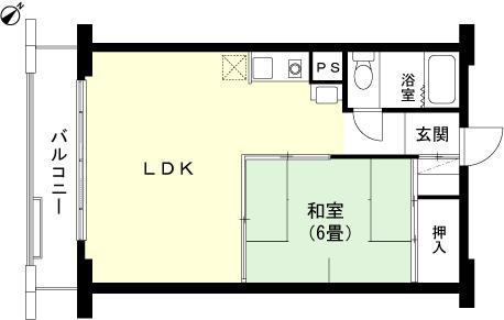Floor plan. 1LDK, Price 200,000 yen, Footprint 40 sq m , Balcony area 5.25 sq m