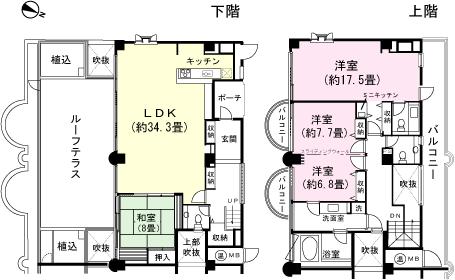 Floor plan. 4LDK, Price 59,800,000 yen, Footprint 190.89 sq m , Balcony area 54.75 sq m floor plan