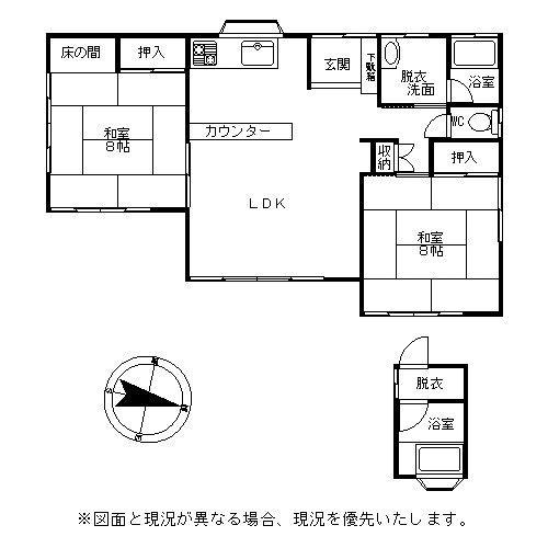 Floor plan. 15.5 million yen, 2LDK, Land area 290.96 sq m , Building area 70.24 sq m easy-to-use one-story