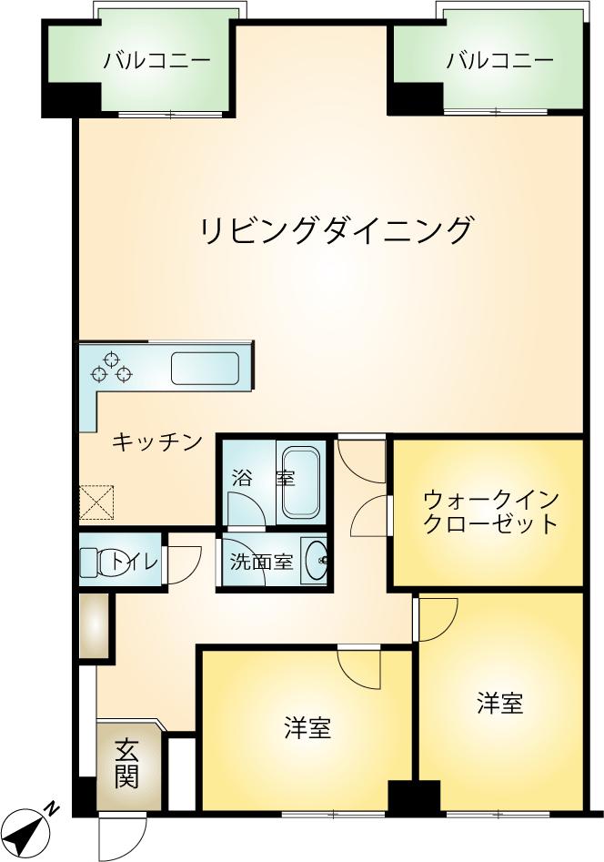 Floor plan. 2LDK, Price 17.5 million yen, Footprint 113.82 sq m , Balcony area 11.19 sq m