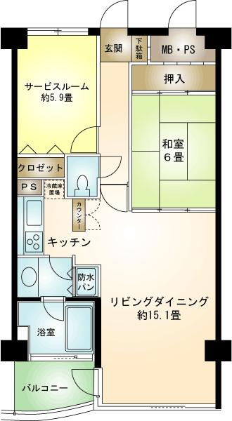 Floor plan. 2LDK, Price 8.8 million yen, Occupied area 67.55 sq m , Balcony area 4.26 sq m