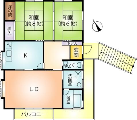 Floor plan. 7.3 million yen, 2LDK, Land area 383 sq m , Building area 71.28 sq m