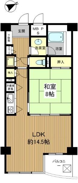 Floor plan. 1LDK, Price 7.3 million yen, Footprint 56.5 sq m , Balcony area 3.72 sq m
