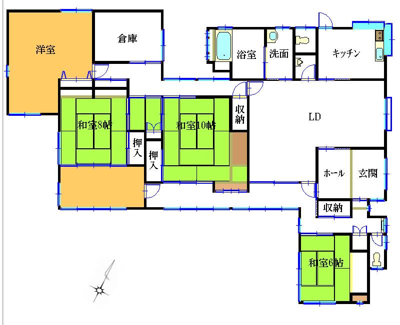 Floor plan. 35,500,000 yen, 5LDK + S (storeroom), Land area 746.18 sq m , Building area 197.68 sq m