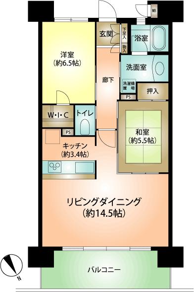 Floor plan. 2LDK, Price 23.5 million yen, Occupied area 67.81 sq m , Balcony area 12.4 sq m