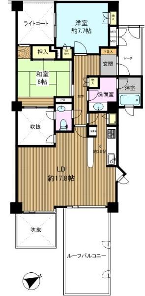 Floor plan. 2LDK, Price 15.8 million yen, Occupied area 88.06 sq m , Balcony area 18 sq m