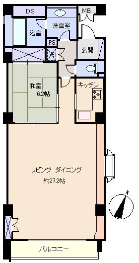 Floor plan. 1LDK, Price 9 million yen, Footprint 82.7 sq m , Balcony area 5.25 sq m