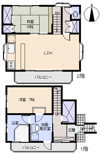 Floor plan. 12.8 million yen, 2LDK, Land area 327 sq m , Building area 80.19 sq m