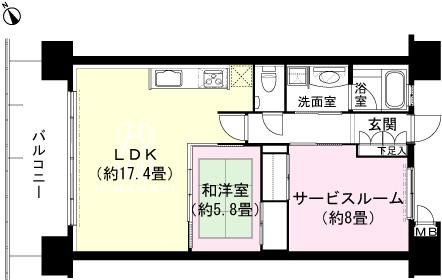 Floor plan. 1LDK + S (storeroom), Price 17.3 million yen, Occupied area 67.81 sq m , Balcony area 12.4 sq m floor plan