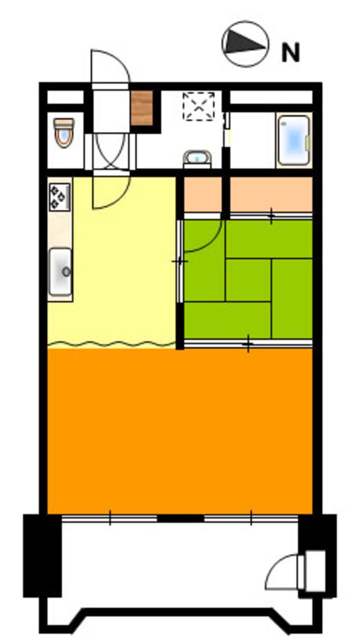 Floor plan. 1LDK, Price 3.5 million yen, Occupied area 48.36 sq m , Balcony area 11.72 sq m