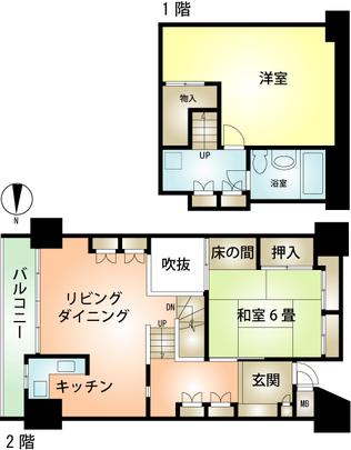 Floor plan. 2LDK, Price 9.8 million yen, Occupied area 76.33 sq m , Balcony area 6.72 sq m