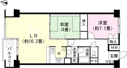 Floor plan. 2LDK, Price 9.5 million yen, Occupied area 77.19 sq m , Balcony area 5.83 sq m floor plan