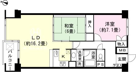 Floor plan. 2LDK, Price 7.5 million yen, Occupied area 77.19 sq m , Balcony area 5.83 sq m floor plan
