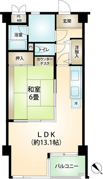 Floor plan. 1LDK, Price 2.8 million yen, Footprint 50 sq m , Balcony area 3.75 sq m