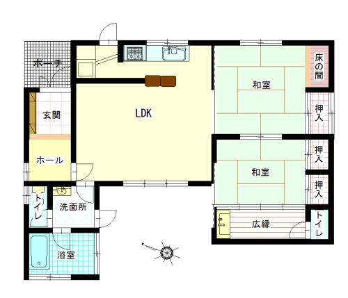 Floor plan. 16.5 million yen, 2LDK, Land area 340.71 sq m , Building area 76.34 sq m