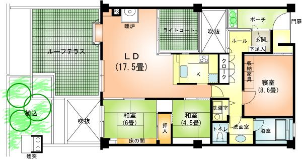Floor plan. 2LDK + S (storeroom), Price 14.5 million yen, Occupied area 93.36 sq m , Balcony area 28.11 sq m