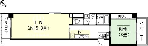Floor plan. 1LDK, Price 9.5 million yen, Occupied area 57.69 sq m