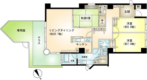 Floor plan. 3LDK, Price 21,800,000 yen, Footprint 105.87 sq m
