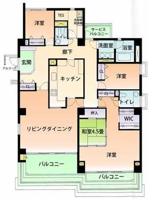 Floor plan. 4LDK, Price 56 million yen, Footprint 168.76 sq m , Balcony area 34.61 sq m