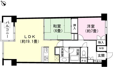 Floor plan. 2LDK, Price 8.8 million yen, Occupied area 77.09 sq m , Balcony area 5.59 sq m floor plan