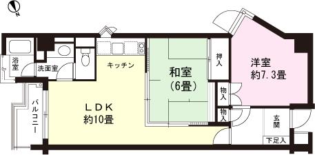 Floor plan. 2LDK, Price 3.9 million yen, Footprint 59 sq m , Balcony area 5.36 sq m