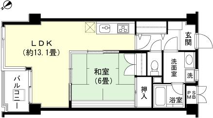 Floor plan. 1LDK, Price 3.8 million yen, Footprint 500 sq m , Balcony area 3.75 sq m