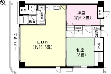 Floor plan. 2LDK, Price 13 million yen, Occupied area 81.38 sq m , Balcony area 18.81 sq m Floor