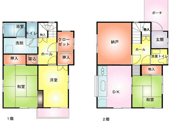 Floor plan. 12.6 million yen, 3DK + 2S (storeroom), Land area 135 sq m , Building area 80.32 sq m