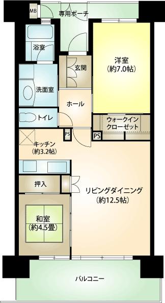 Floor plan. 1LDK + S (storeroom), Price 18.6 million yen, Occupied area 65.56 sq m , Balcony area 13.2 sq m