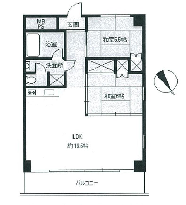 Floor plan. 2LDK, Price 12.8 million yen, Footprint 68.6 sq m , Balcony area 5.25 sq m floor plan