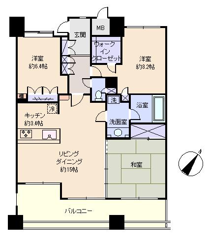 Floor plan. 3LDK, Price 36,800,000 yen, Occupied area 92.72 sq m , Balcony area 4.81 sq m