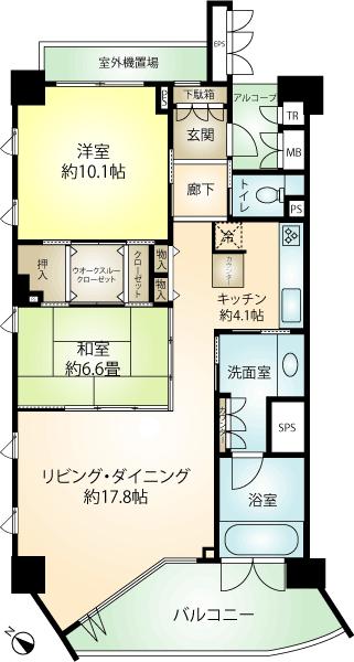 Floor plan. 2LDK, Price 58 million yen, Occupied area 89.11 sq m , Balcony area 13.43 sq m