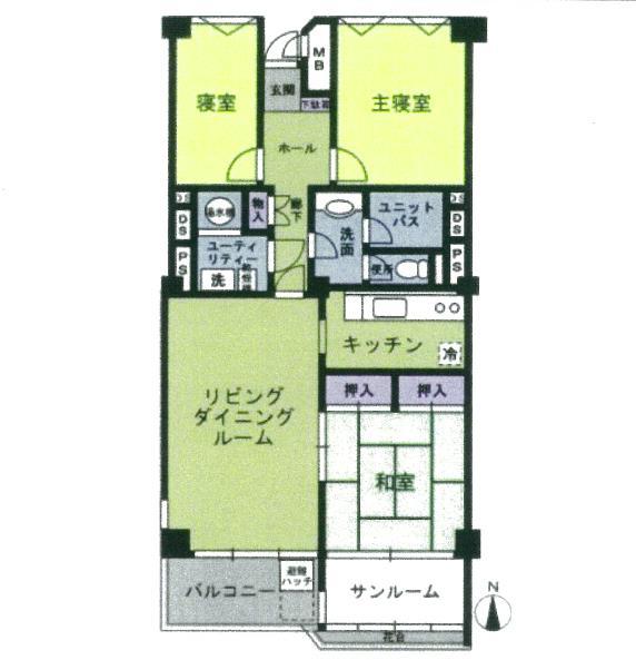 Floor plan. 3LDK, Price 18,800,000 yen, Footprint 99.4 sq m , Balcony area 6.82 sq m