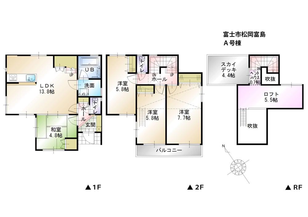 Floor plan. (A Building), Price 25,800,000 yen, 4LDK, Land area 132.31 sq m , Building area 90.04 sq m